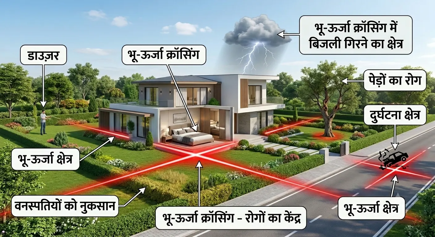 भू-तनाव का घर के सोने और काम करने वाले क्षेत्रों पर प्रभाव